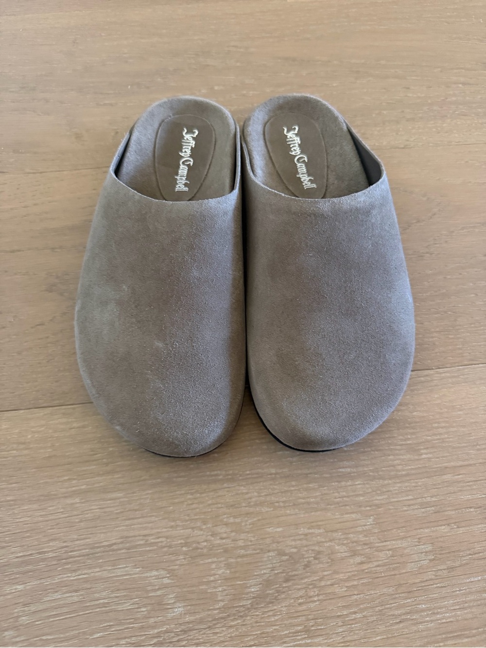 Jeffrey Campbell Content Suede Clogs NEW size 7 light khaki